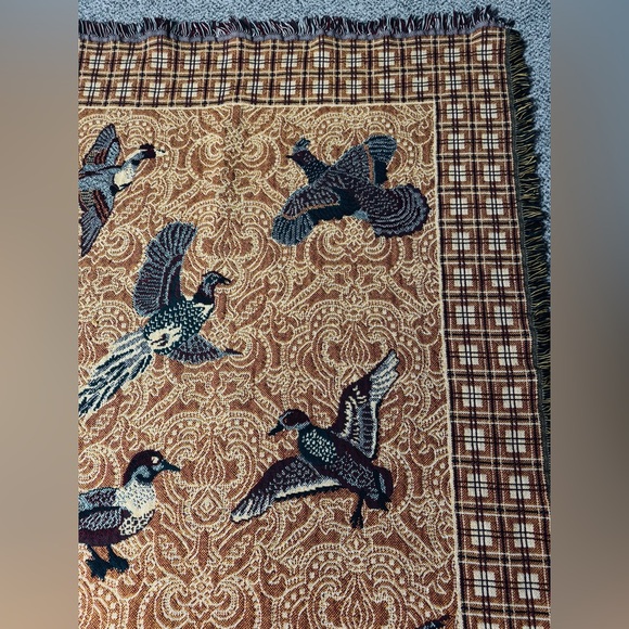 Goodwin Weavers Pheasants & Ducks Tapestry Woven Blanket made in the USA! VTG! - Picture 15 of 16